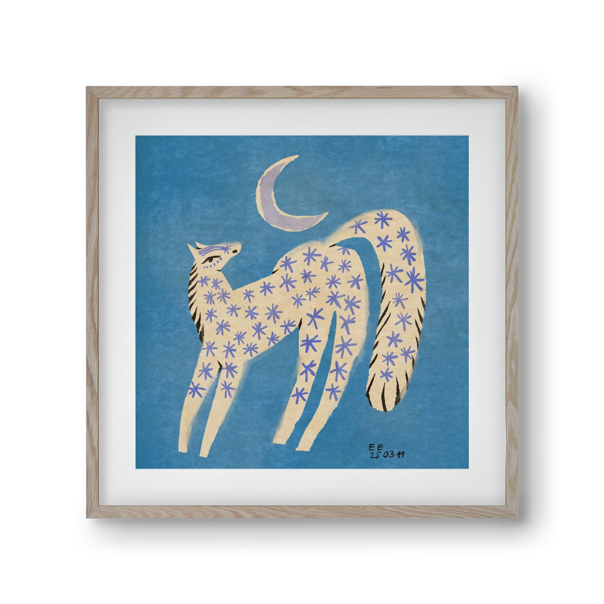 Star horse, 30x30 cm (20x20 cm), Tölgy keret, paszpartuval