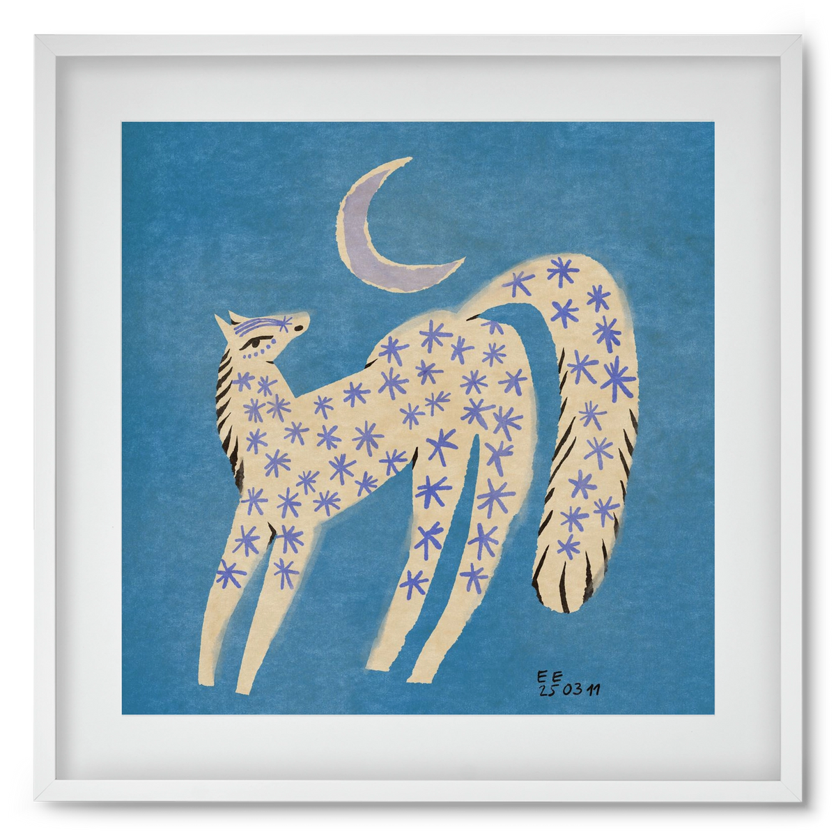 Star horse, 50x50 cm (40x40 cm), Fehér keret, paszpartuval