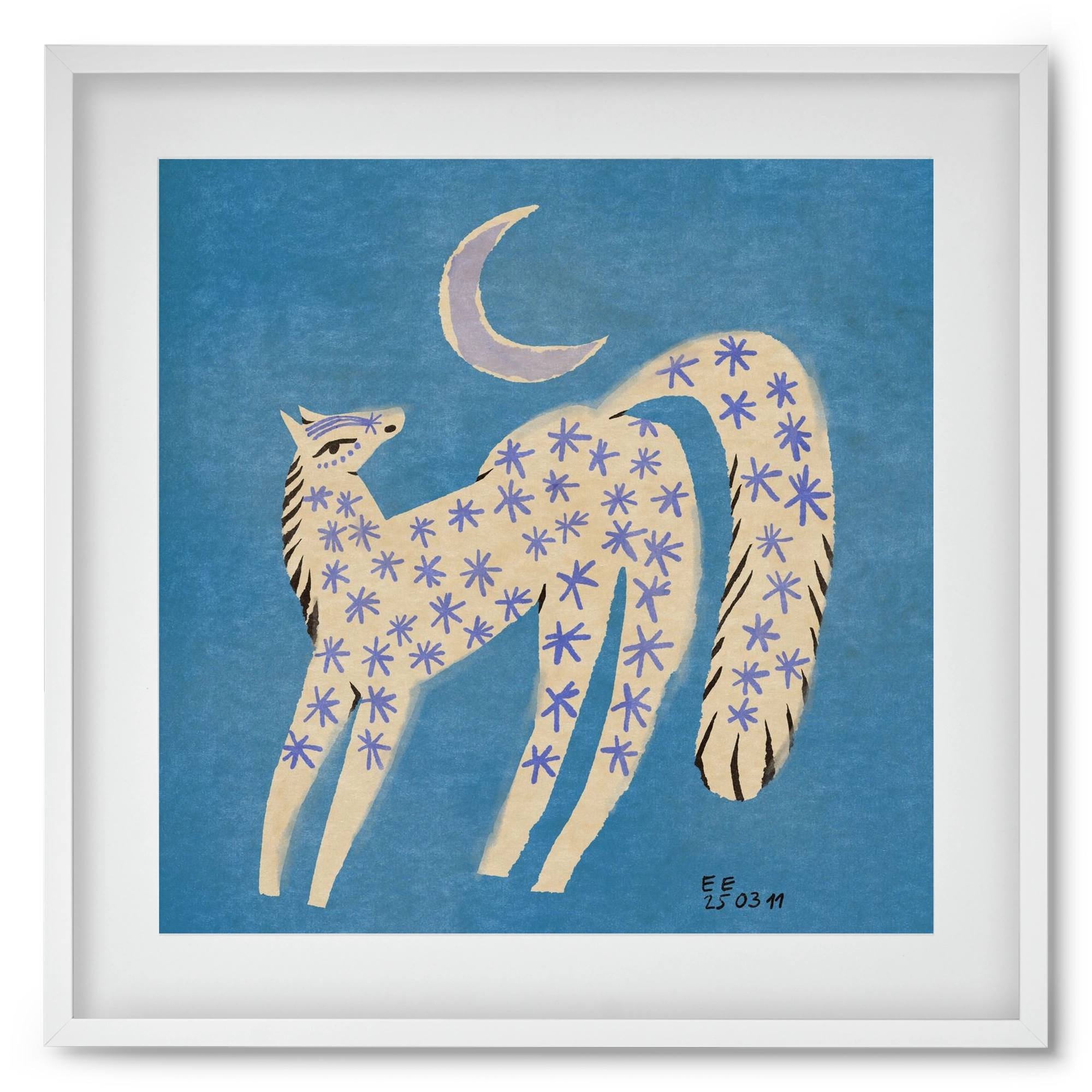 Star horse, 50x50 cm (40x40 cm), Fehér keret, paszpartuval