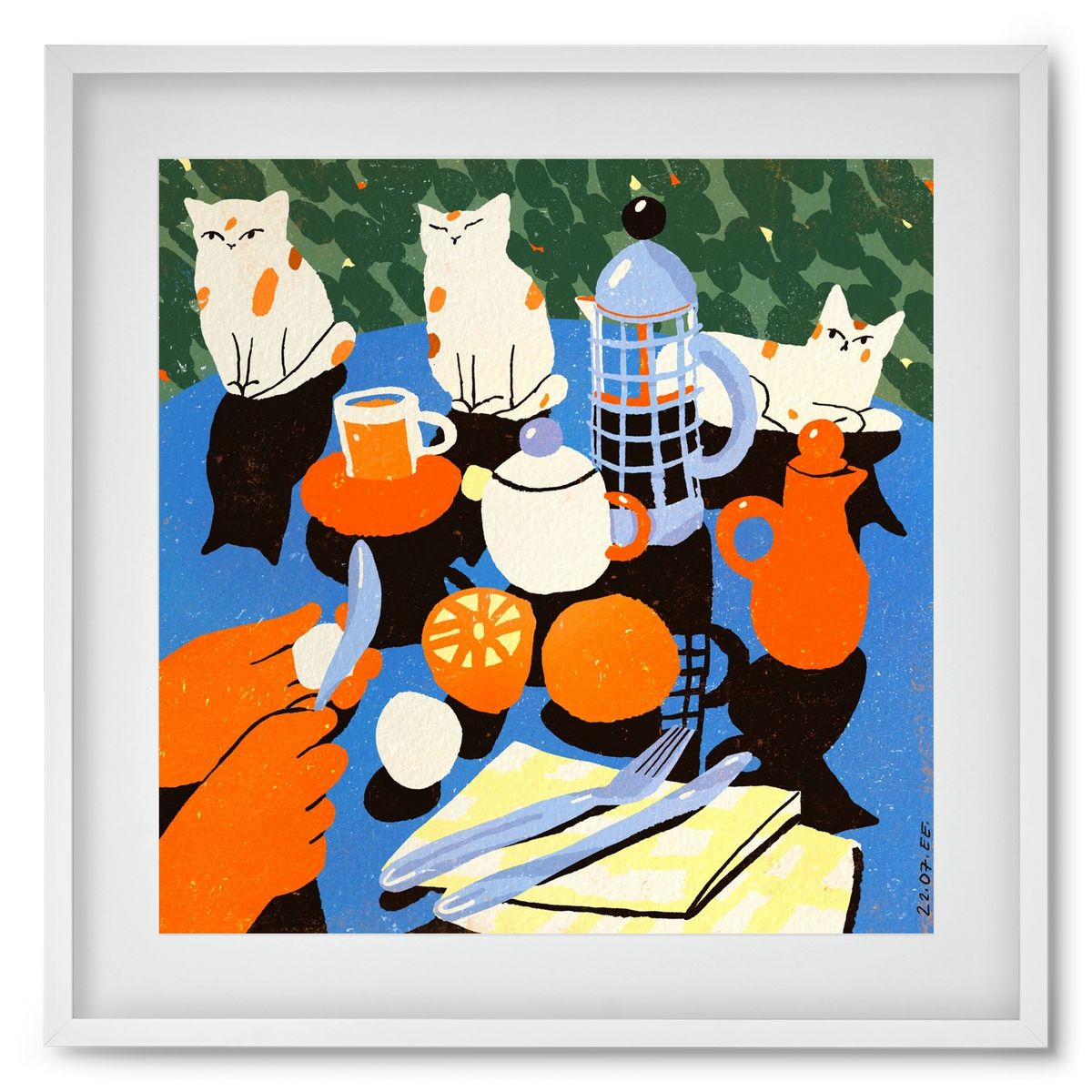 Morning still life, 50x50 cm (40x40 cm), Fehér keret, paszpartuval