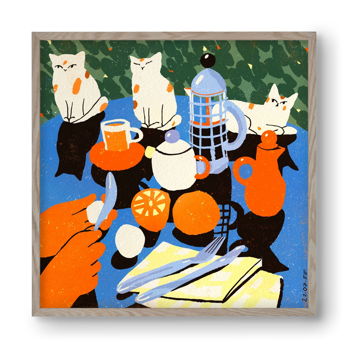 Morning still life, 40x40 cm (40x40 cm), Tölgy keret