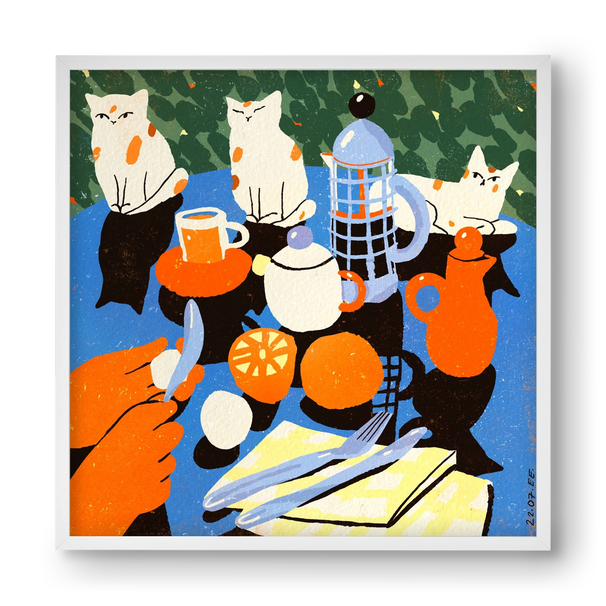 Morning still life, 40x40 cm (40x40 cm), Fehér keret