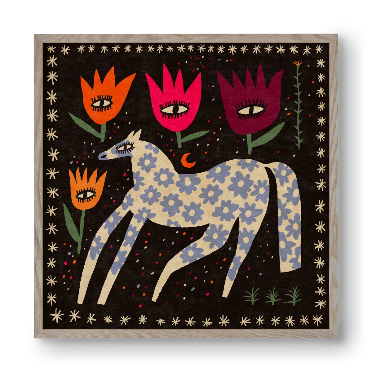 Magic horse, 40x40 cm (40x40 cm), Tölgy keret