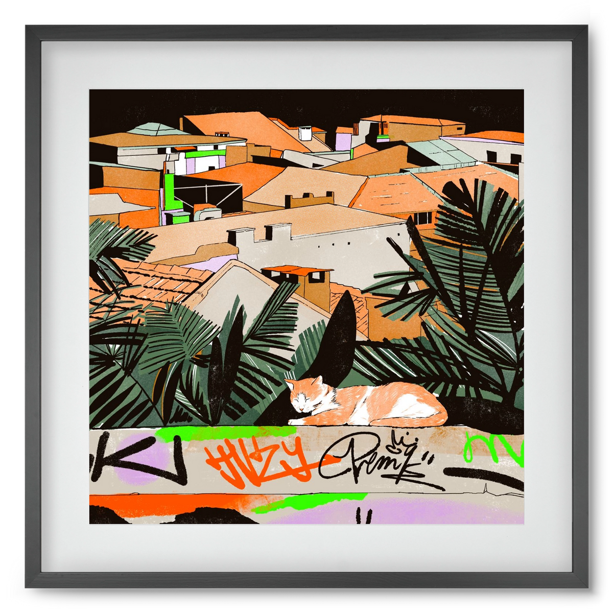 Istanbul night, 50x50 cm (40x40 cm), Fekete keret, paszpartuval