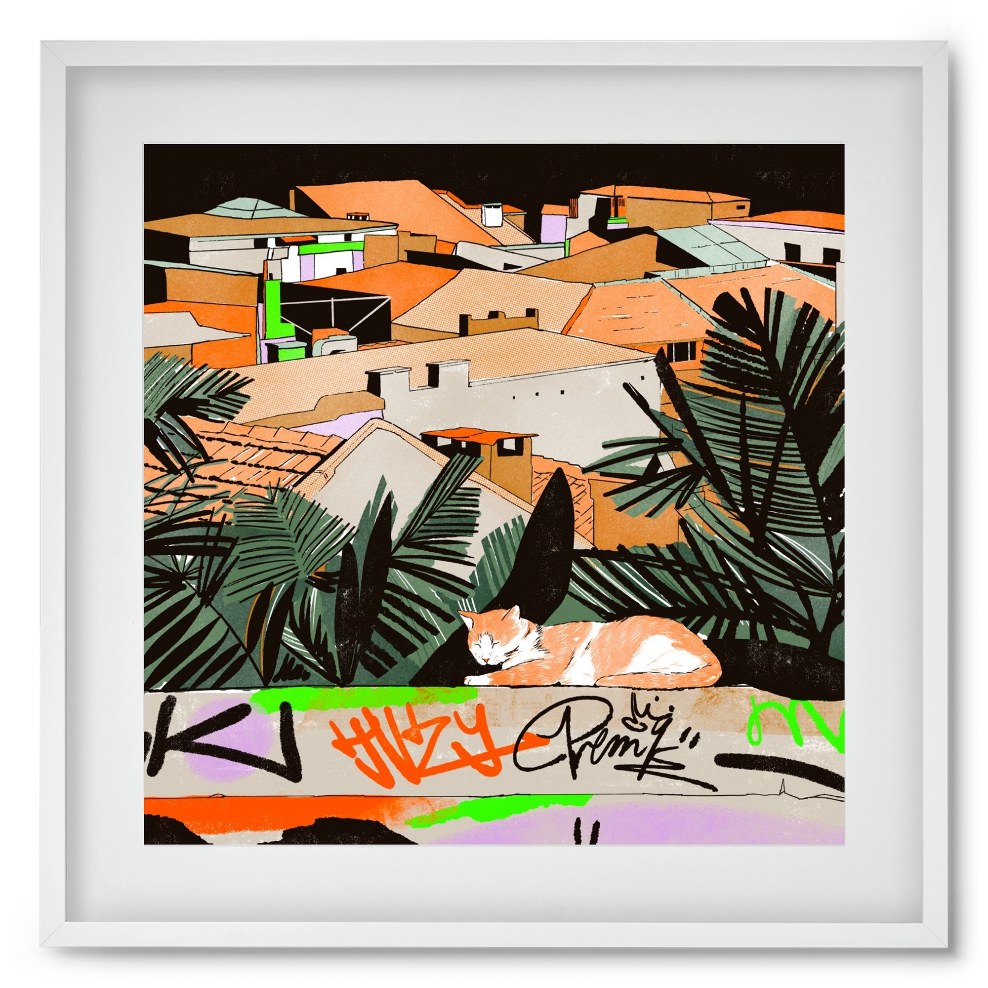 Istanbul night, 50x50 cm (40x40 cm), Fehér keret, paszpartuval