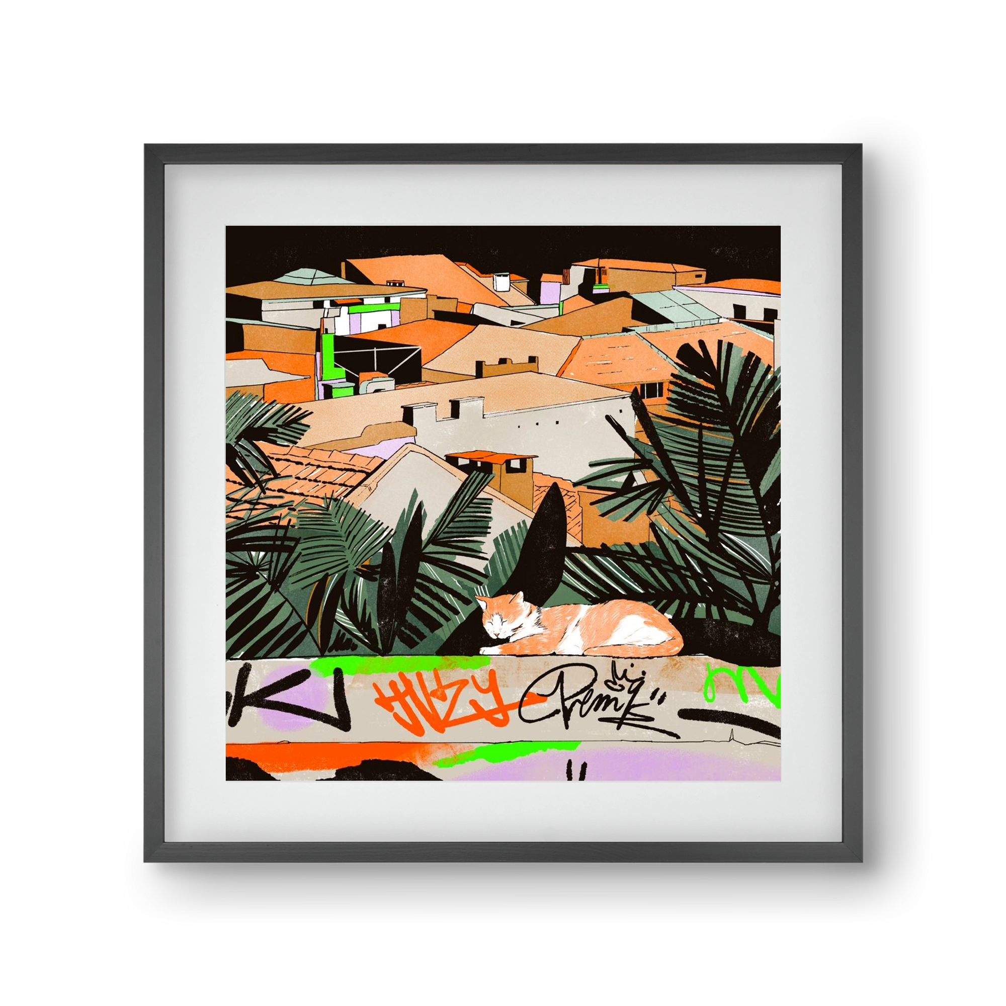 Istanbul night, 30x30 cm (20x20 cm), Fekete keret, paszpartuval