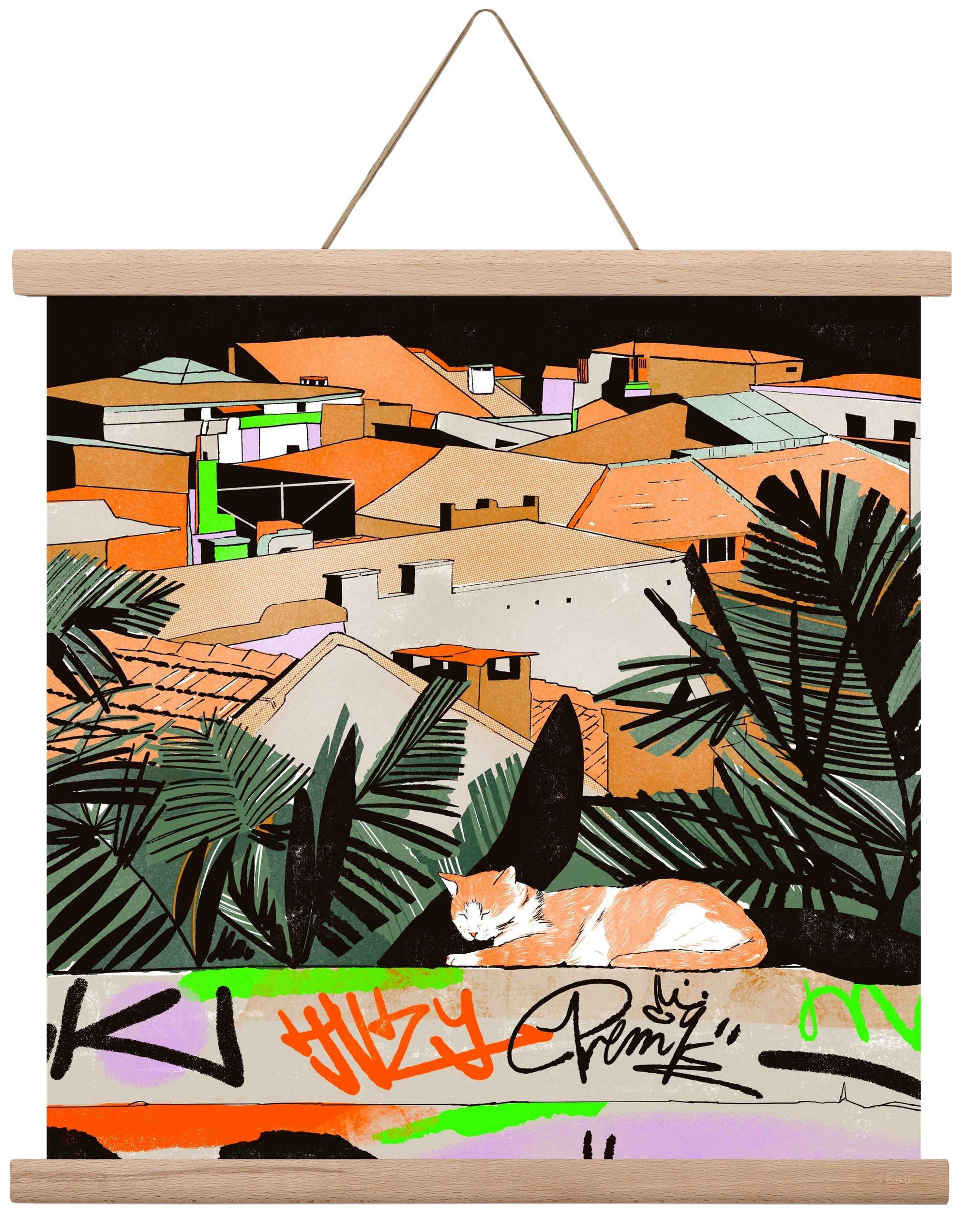 Istanbul night, 40x40 cm (40x40 cm), Tölgy akasztó