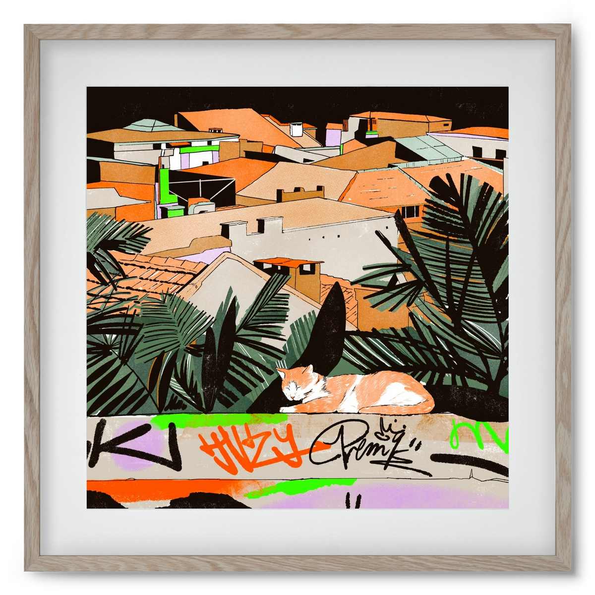 Istanbul night, 50x50 cm (40x40 cm), Tölgy keret, paszpartuval