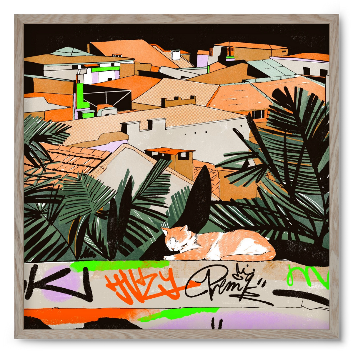 Istanbul night, 50x50 cm (50x50 cm), Tölgy keret