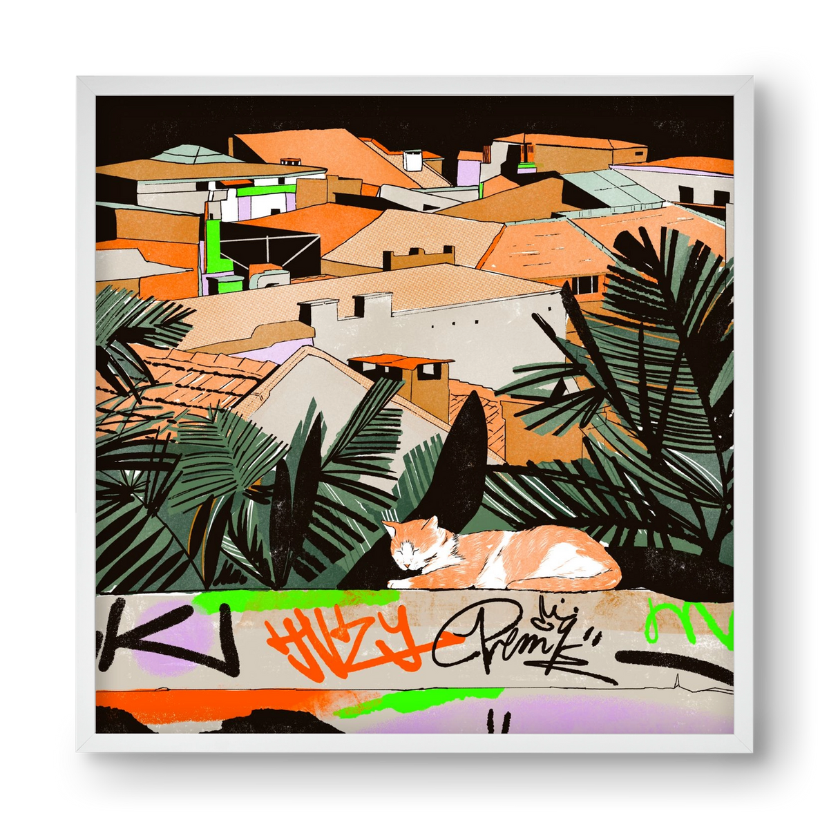 Istanbul night, 40x40 cm (40x40 cm), Fehér keret