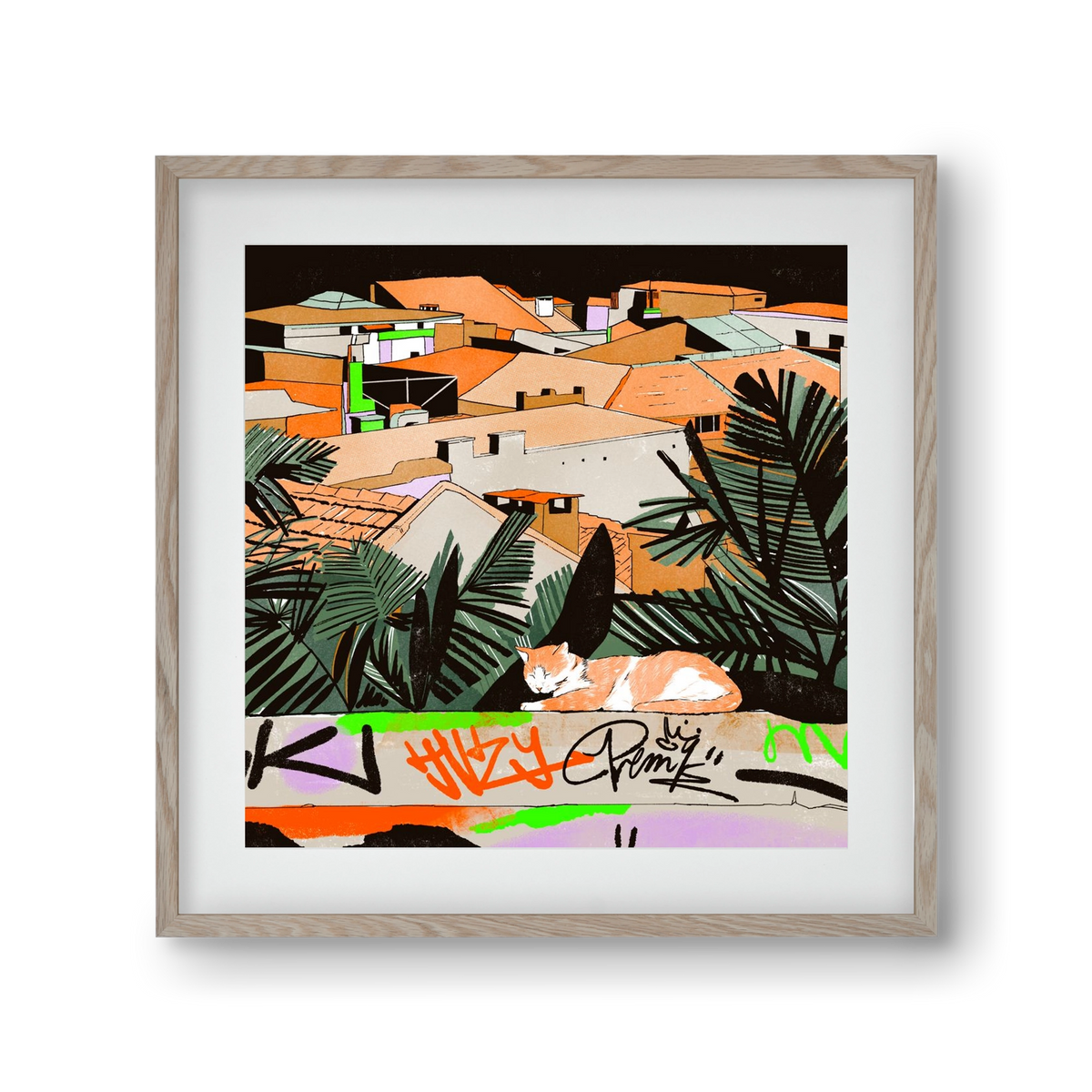 Istanbul night, 30x30 cm (20x20 cm), Tölgy keret, paszpartuval