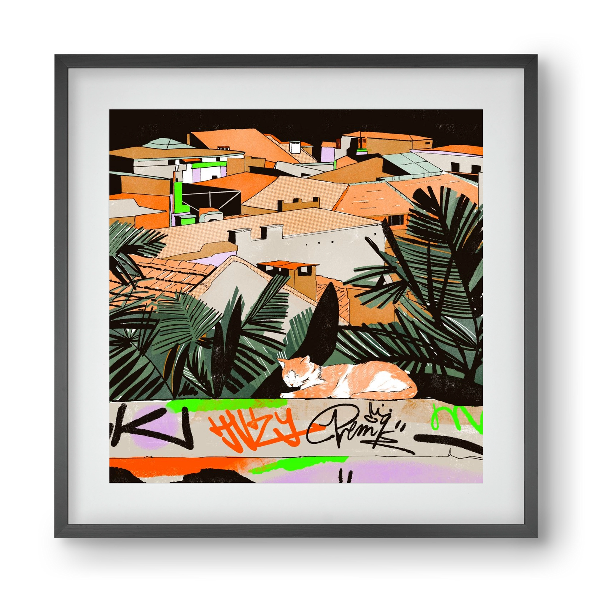 Istanbul night, 40x40 cm (30x30 cm), Fekete keret, paszpartuval