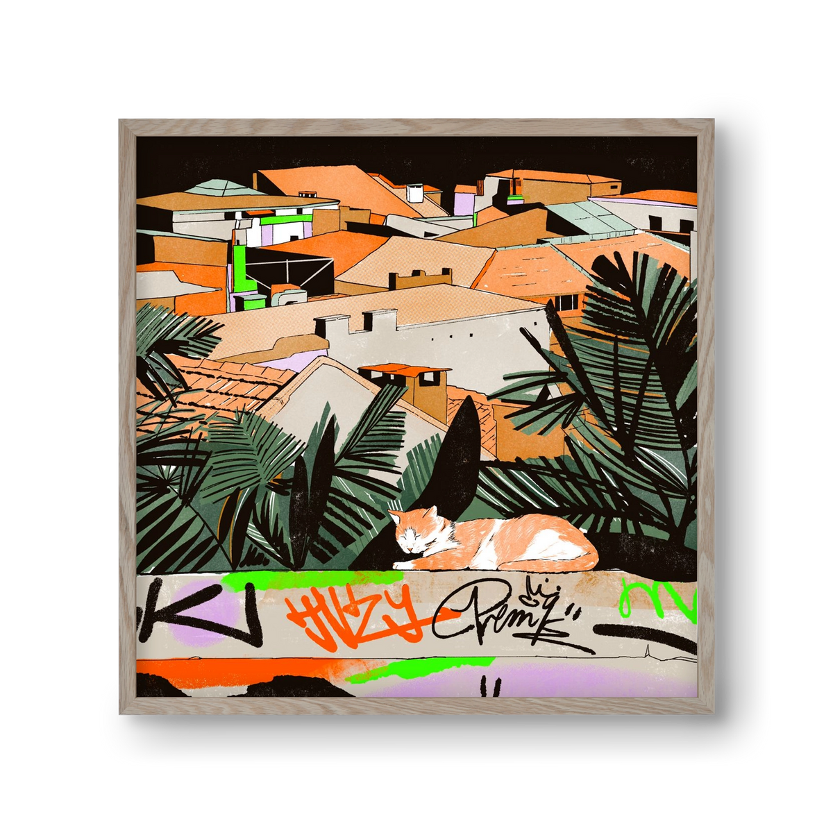 Istanbul night, 30x30 cm (30x30 cm), Tölgy keret