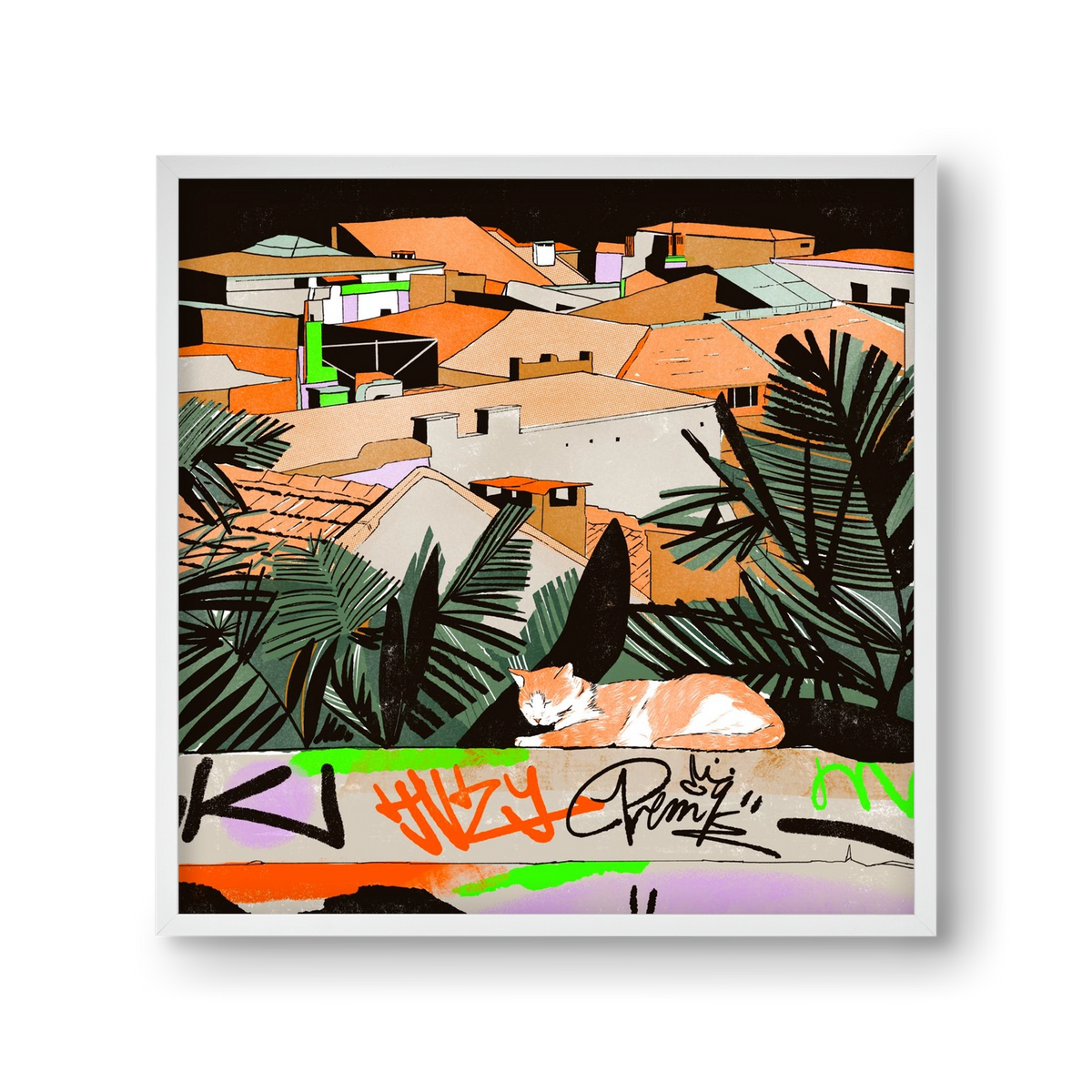 Istanbul night, 30x30 cm (30x30 cm), Fehér keret