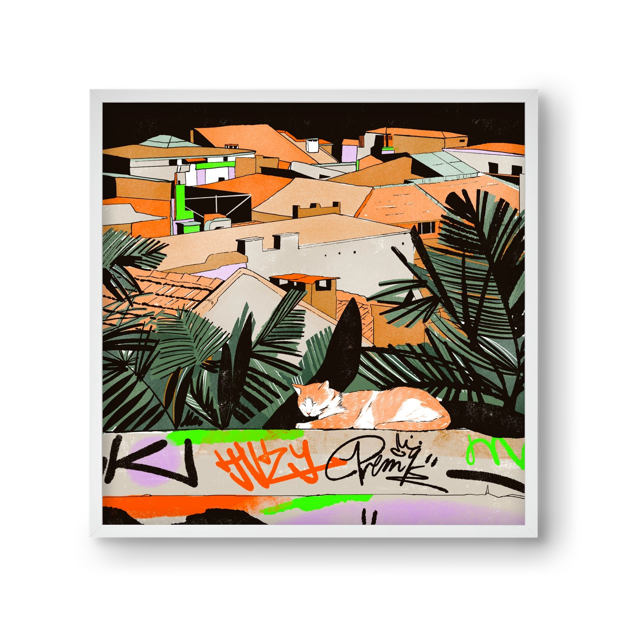 Istanbul night, 30x30 cm (30x30 cm), Fehér keret