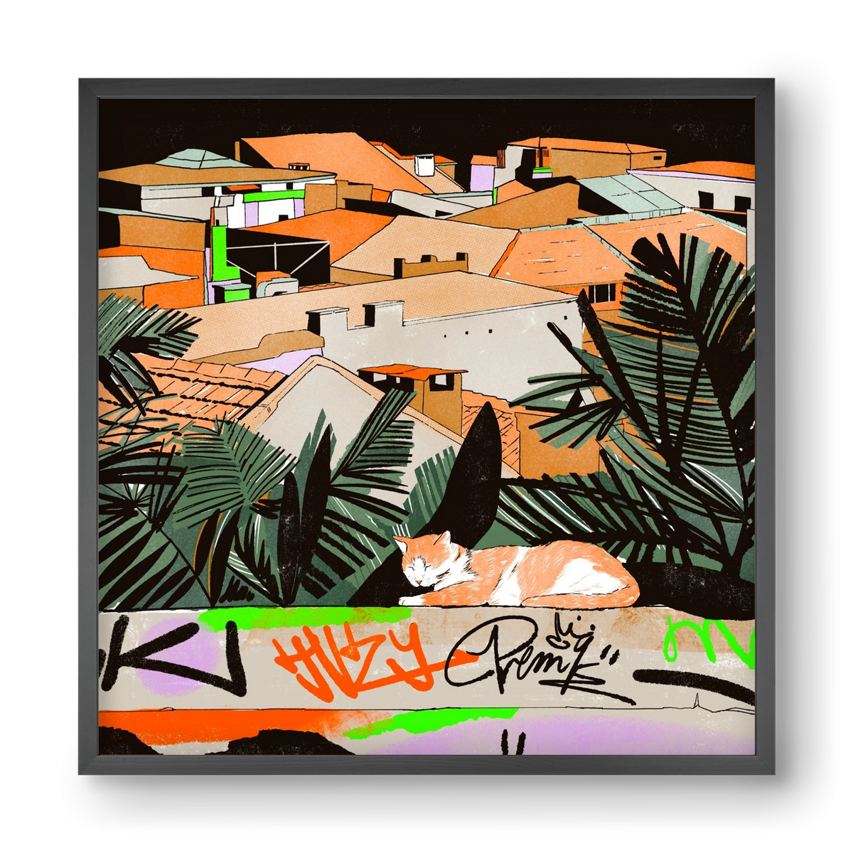 Istanbul night, 40x40 cm (40x40 cm), Fekete keret