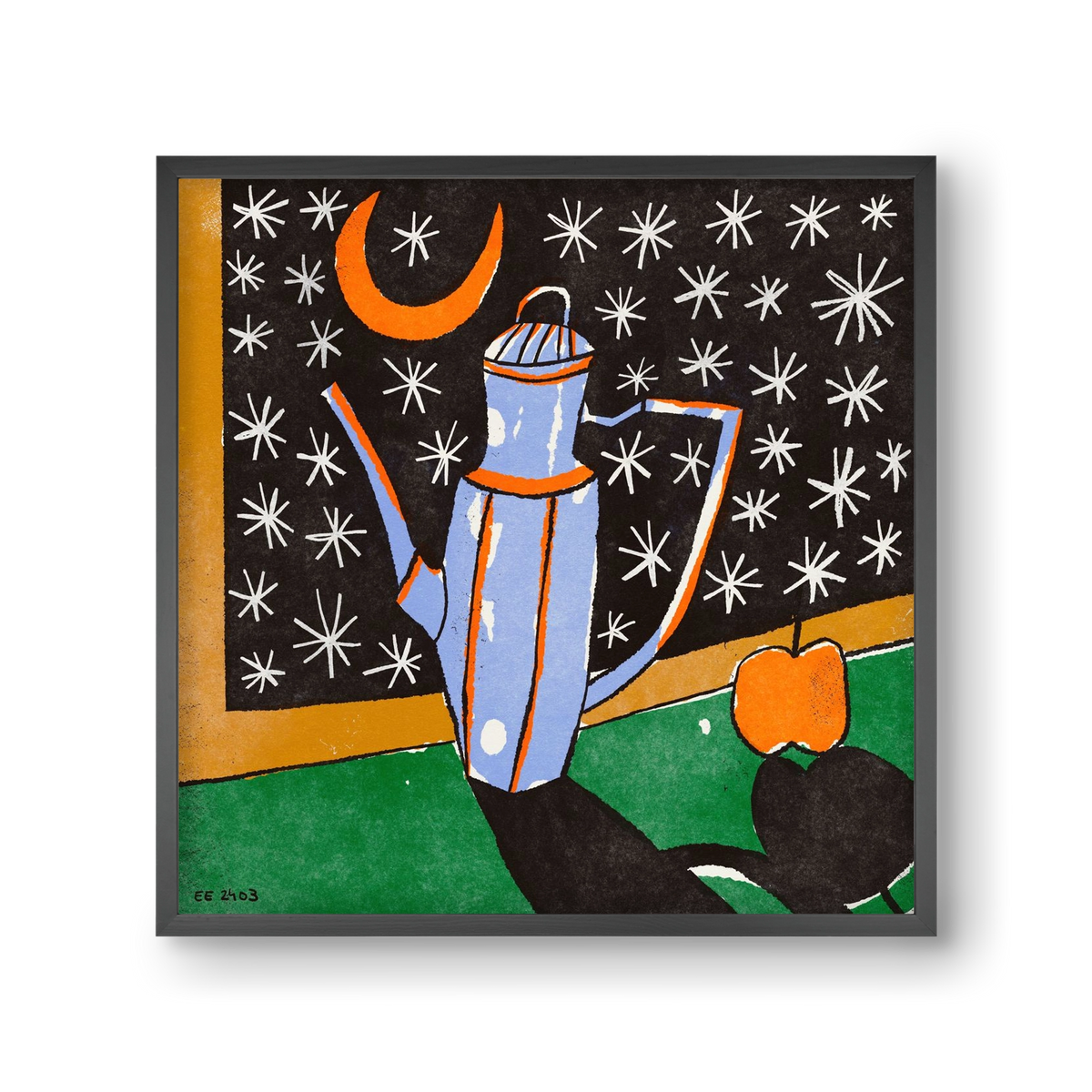 Night tea, 30x30 cm (30x30 cm), Fekete keret