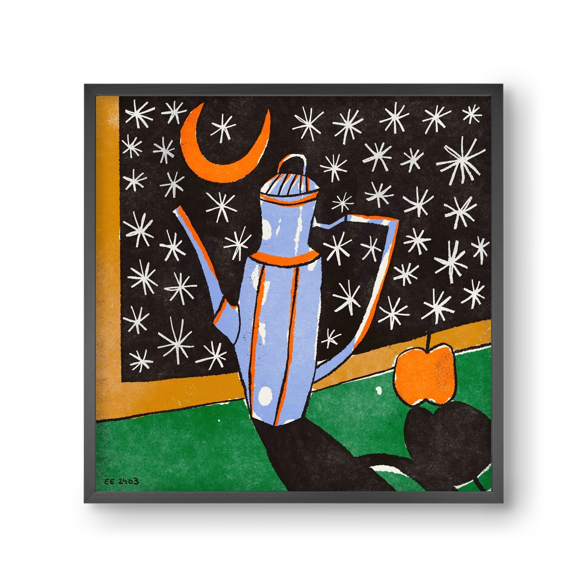 Night tea, 30x30 cm (30x30 cm), Fekete keret