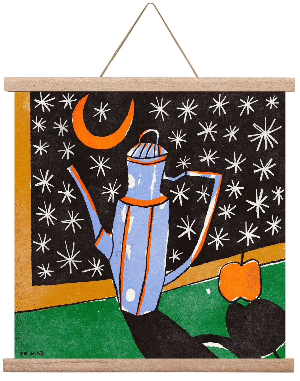 Night tea, 40x40 cm (40x40 cm), Tölgy akasztó