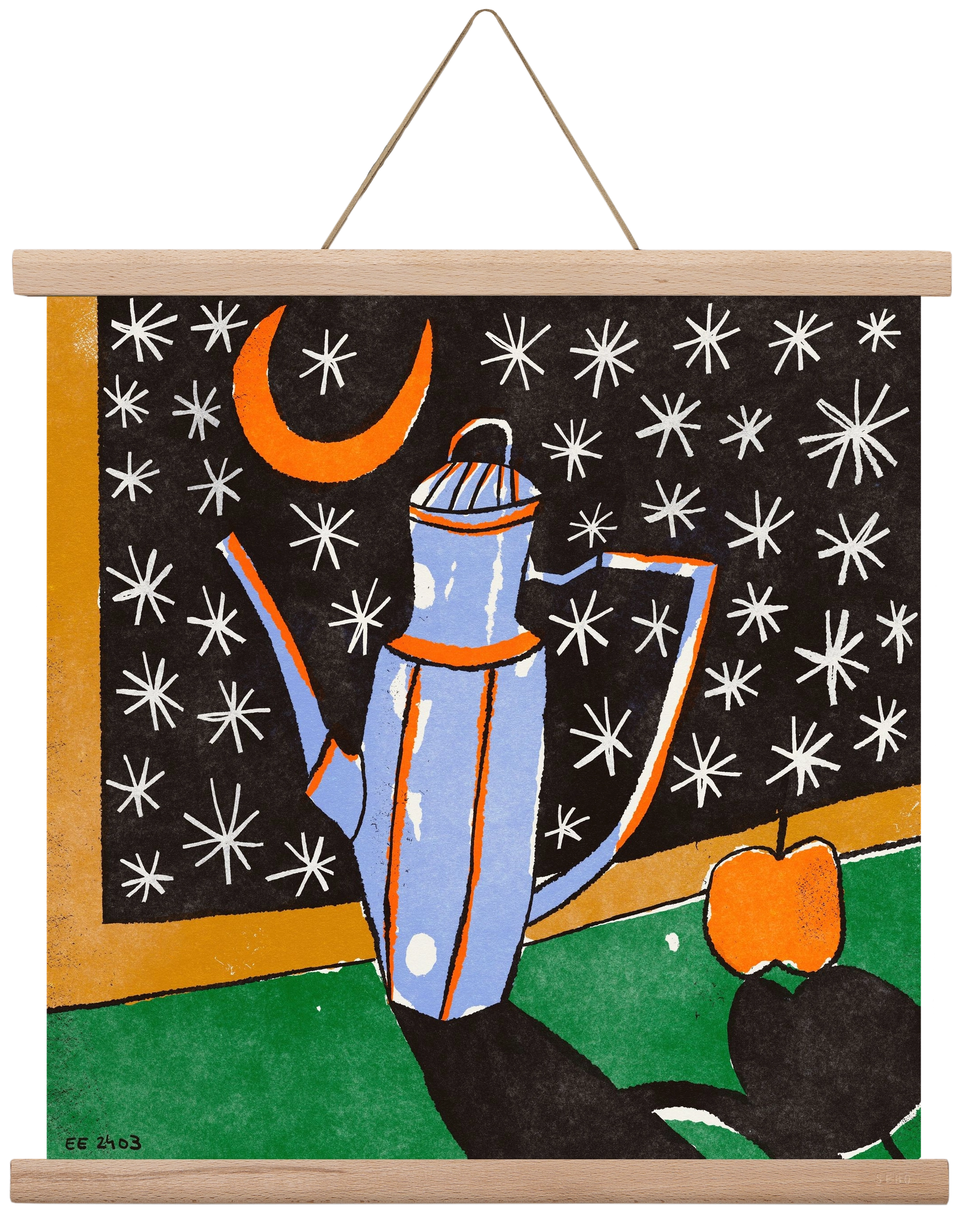 Night tea, 40x40 cm (40x40 cm), Tölgy akasztó