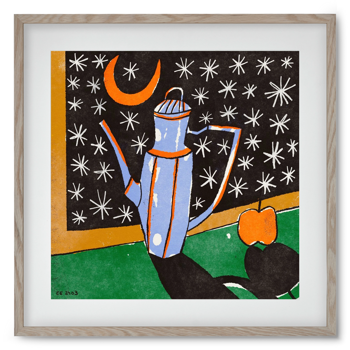 Night tea, 50x50 cm (40x40 cm), Tölgy keret, paszpartuval