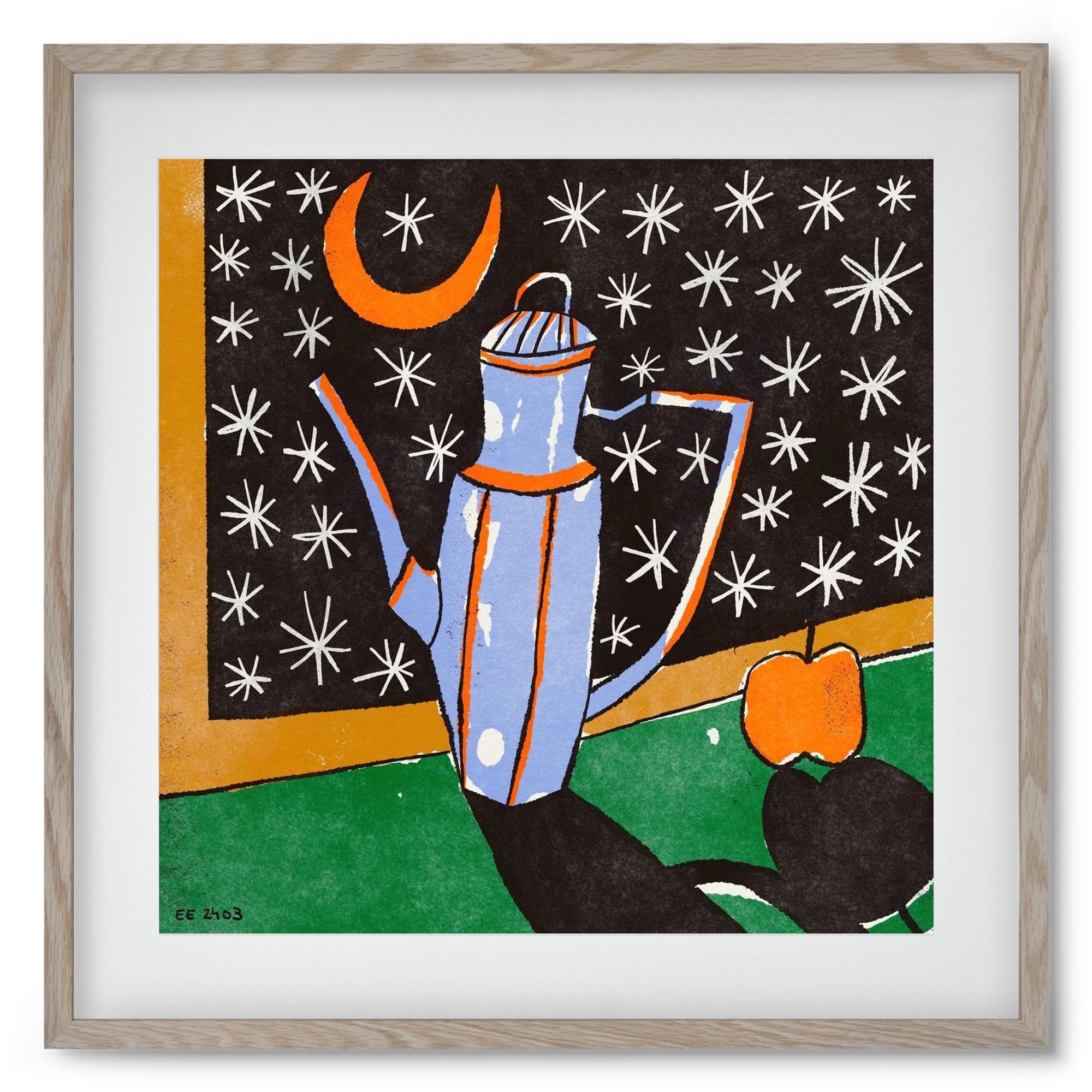 Night tea, 50x50 cm (40x40 cm), Tölgy keret, paszpartuval