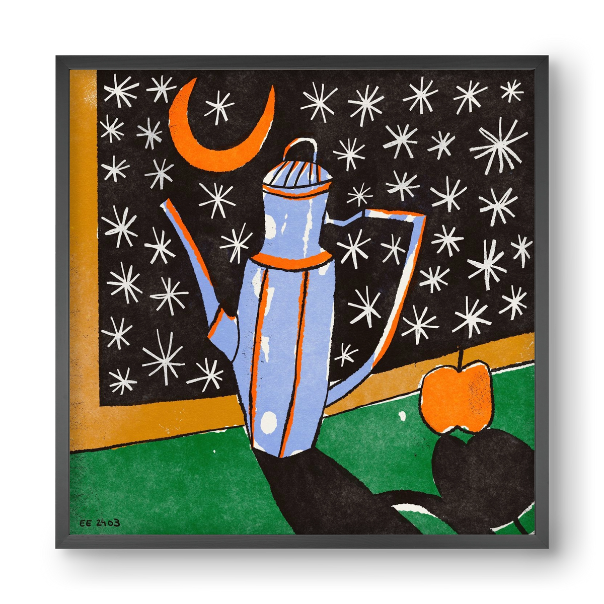 Night tea, 40x40 cm (40x40 cm), Fekete keret