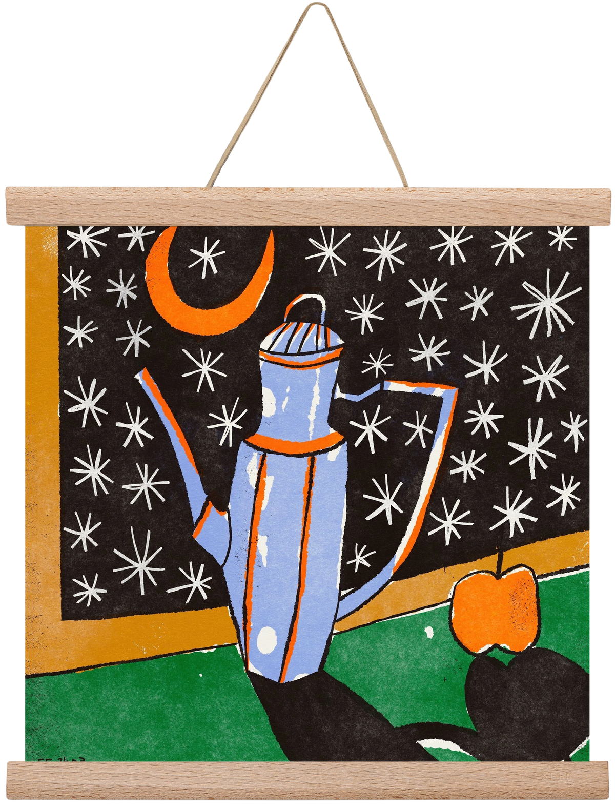 Night tea, 30x30 cm (30x30 cm), Tölgy akasztó