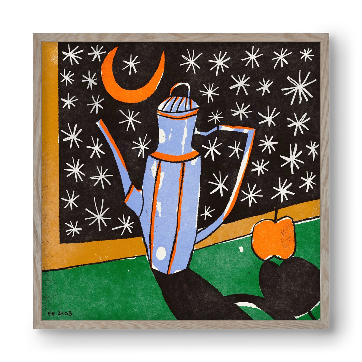 Night tea, 40x40 cm (40x40 cm), Tölgy keret