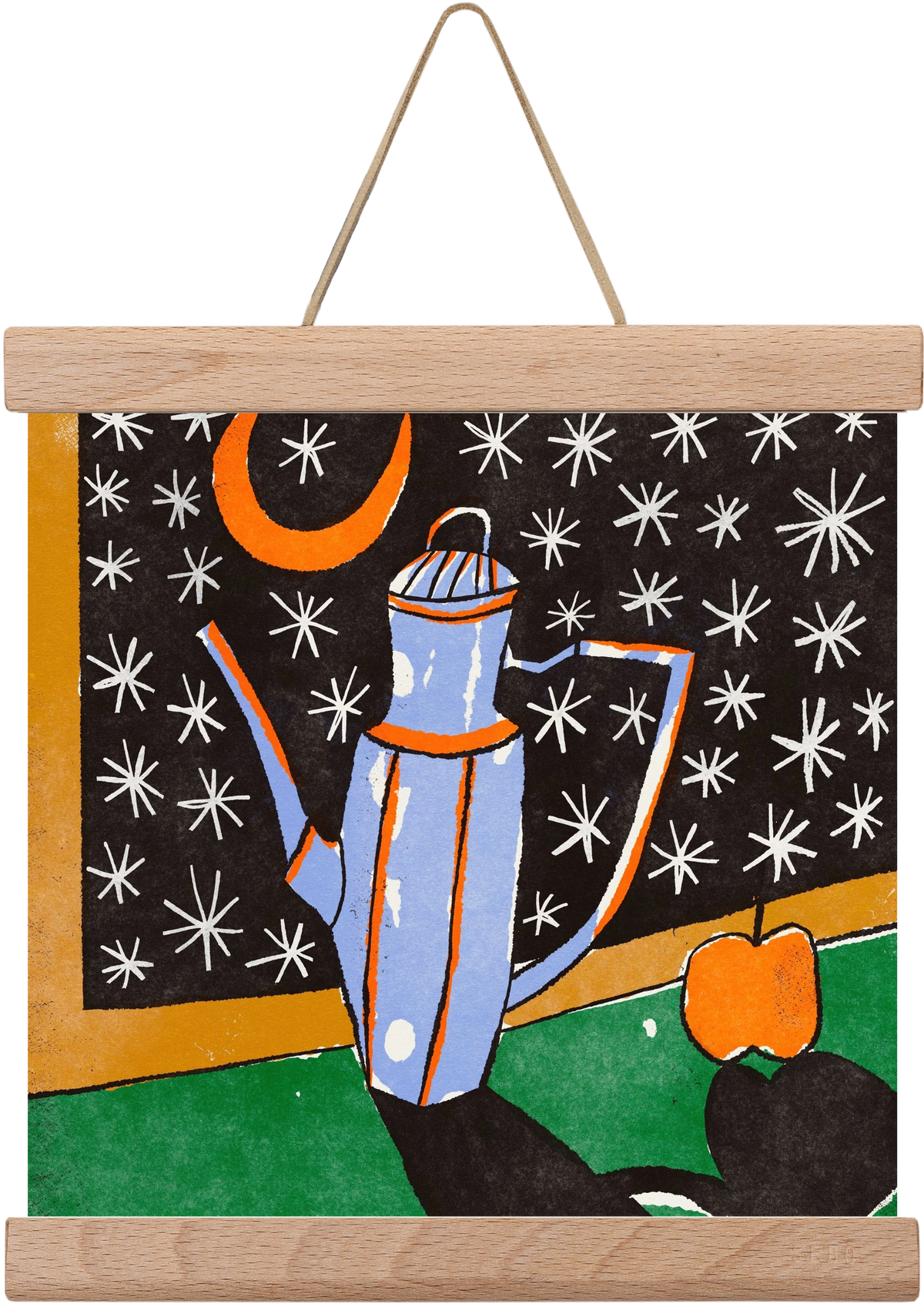 Night tea, 20x20 cm (20x20 cm), Tölgy akasztó