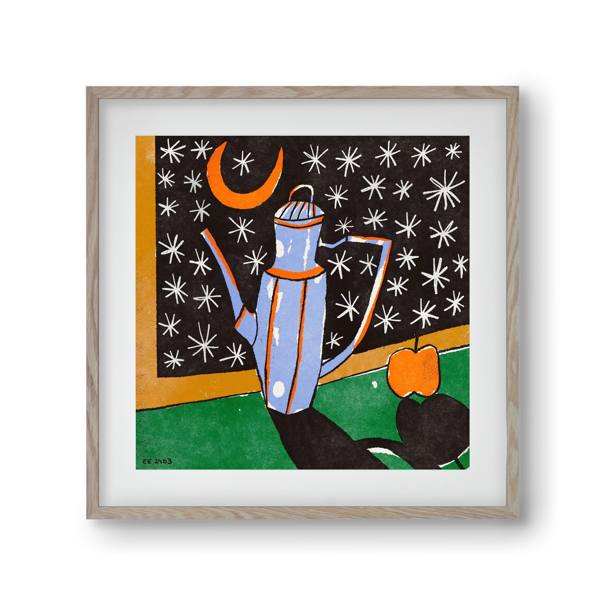 Night tea, 30x30 cm (20x20 cm), Tölgy keret, paszpartuval