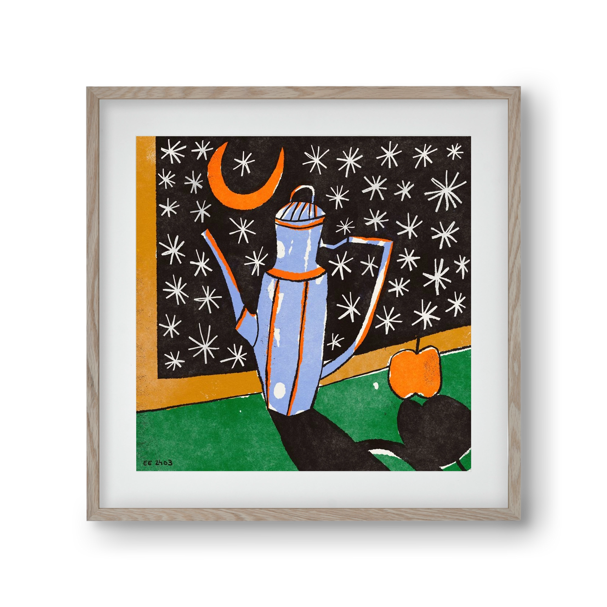 Night tea, 30x30 cm (20x20 cm), Tölgy keret, paszpartuval