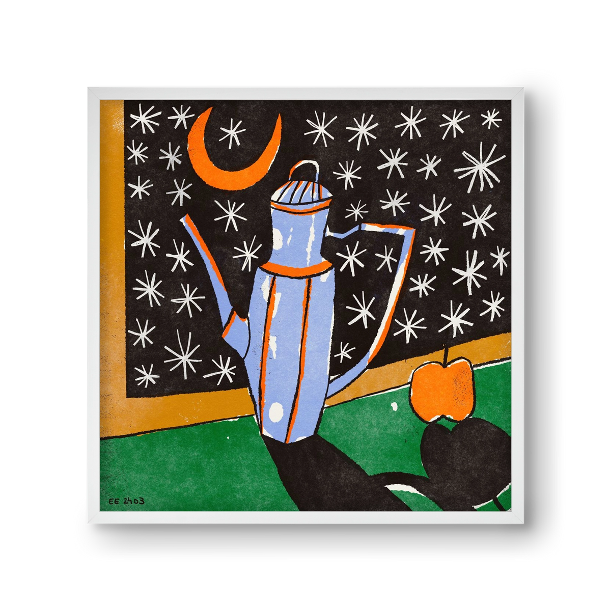 Night tea, 30x30 cm (30x30 cm), Fehér keret