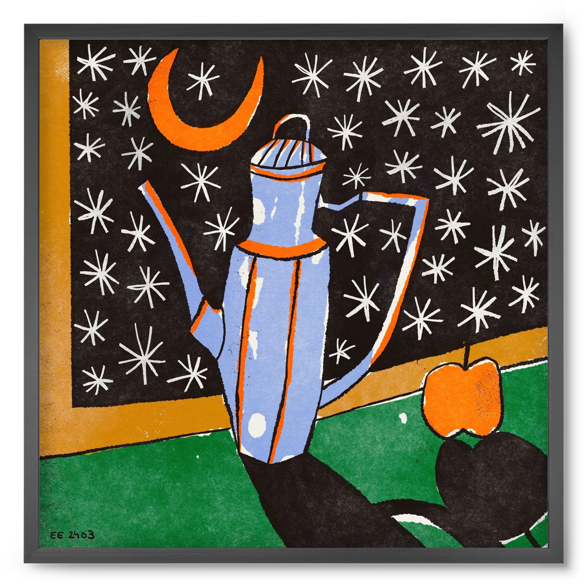 Night tea, 50x50 cm (50x50 cm), Fekete keret