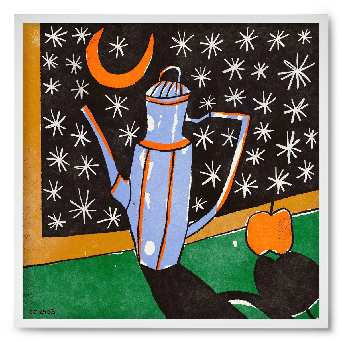 Night tea, 50x50 cm (50x50 cm), Fehér keret