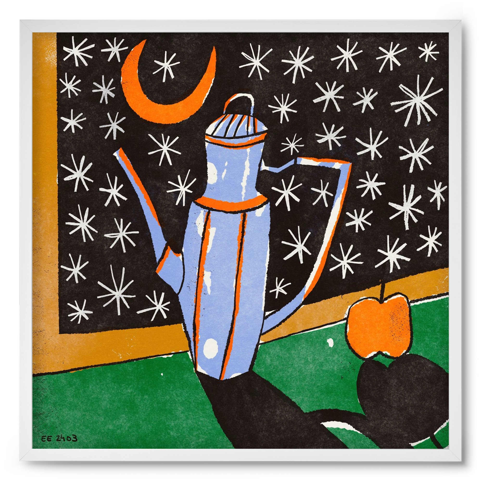 Night tea, 50x50 cm (50x50 cm), Fehér keret