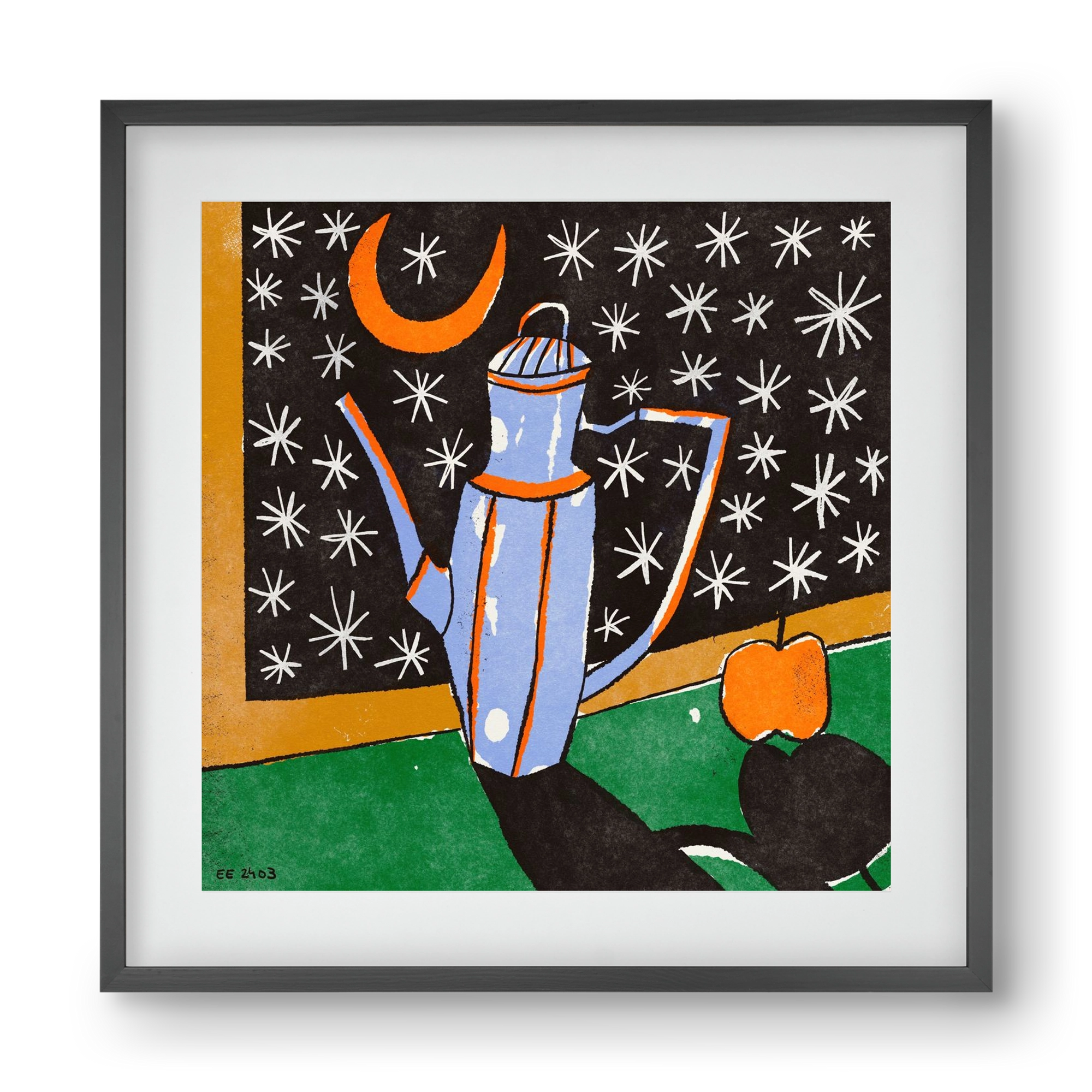 Night tea, 40x40 cm (30x30 cm), Fekete keret, paszpartuval