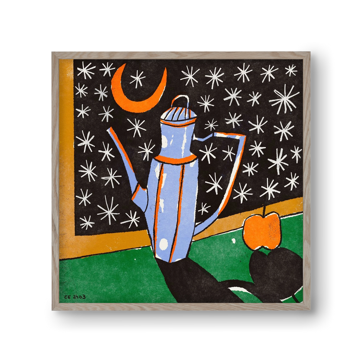 Night tea, 30x30 cm (30x30 cm), Tölgy keret