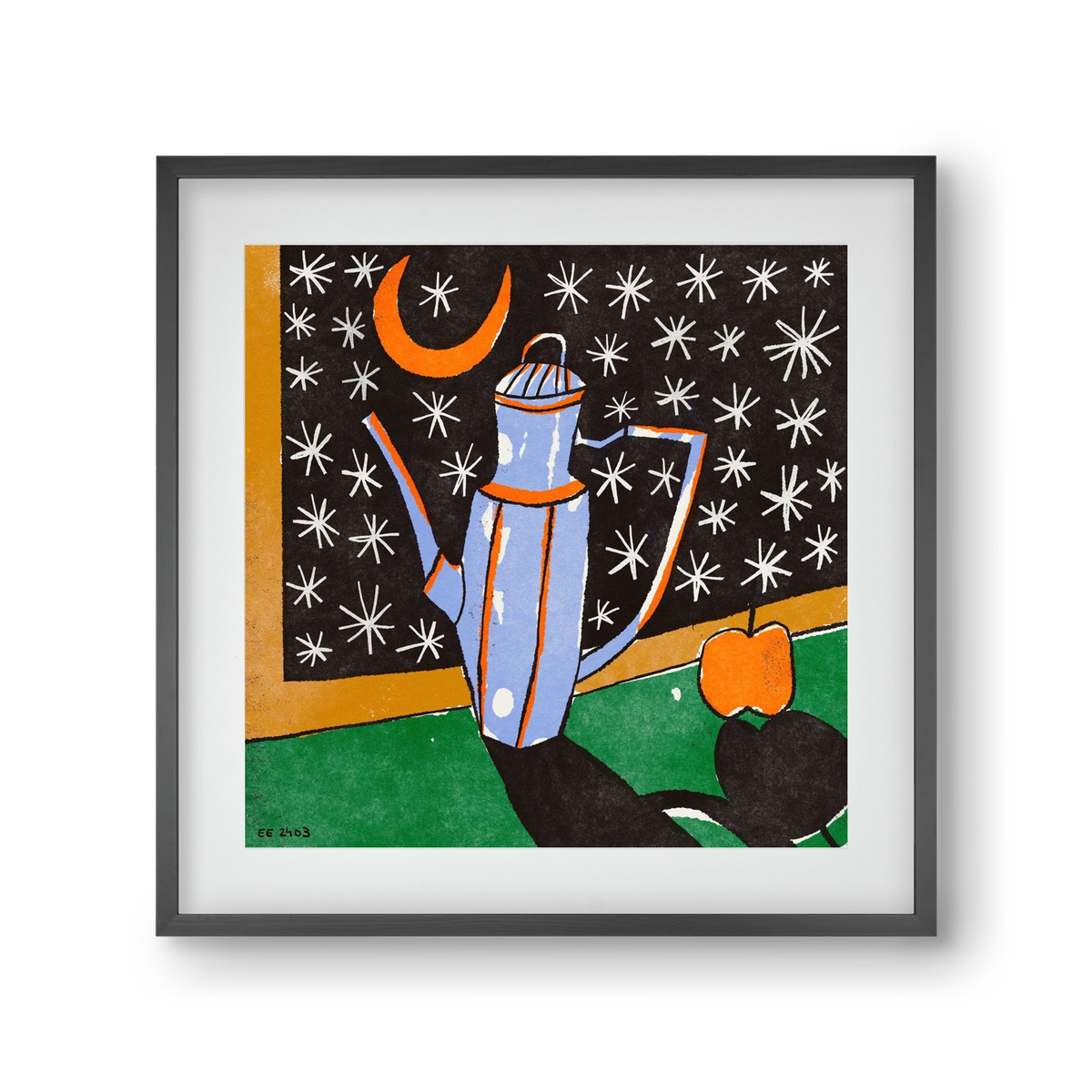 Night tea, 30x30 cm (20x20 cm), Fekete keret, paszpartuval