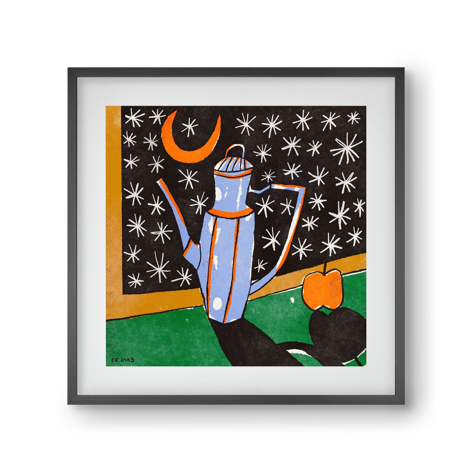 Night tea, 30x30 cm (20x20 cm), Fekete keret, paszpartuval