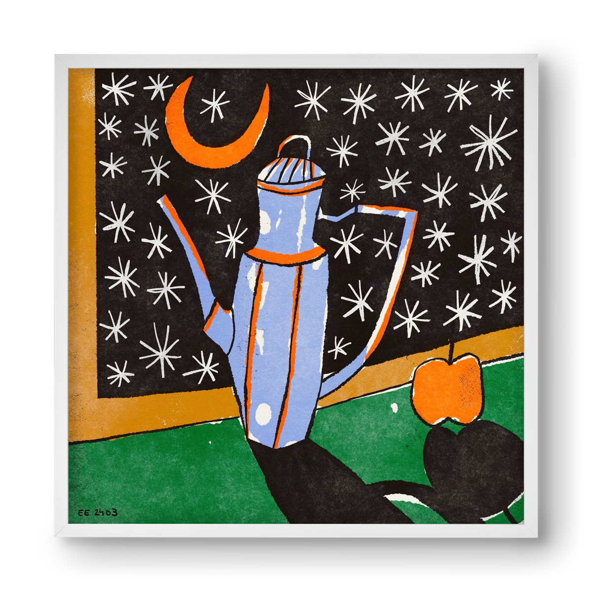 Night tea, 40x40 cm (40x40 cm), Fehér keret