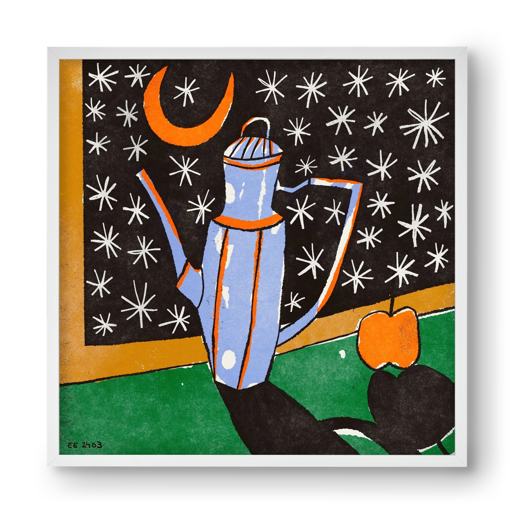 Night tea, 40x40 cm (40x40 cm), Fehér keret