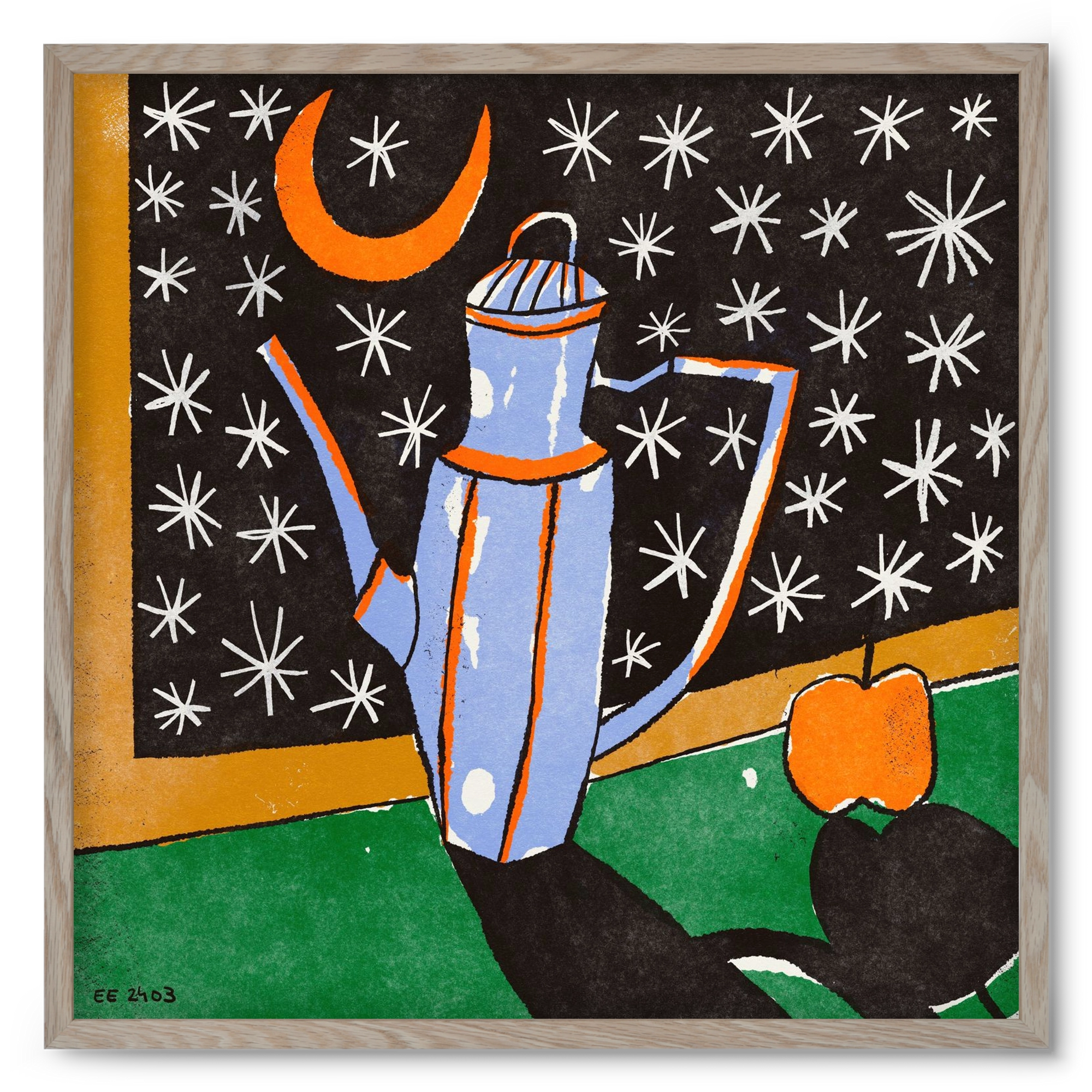 Night tea, 50x50 cm (50x50 cm), Tölgy keret