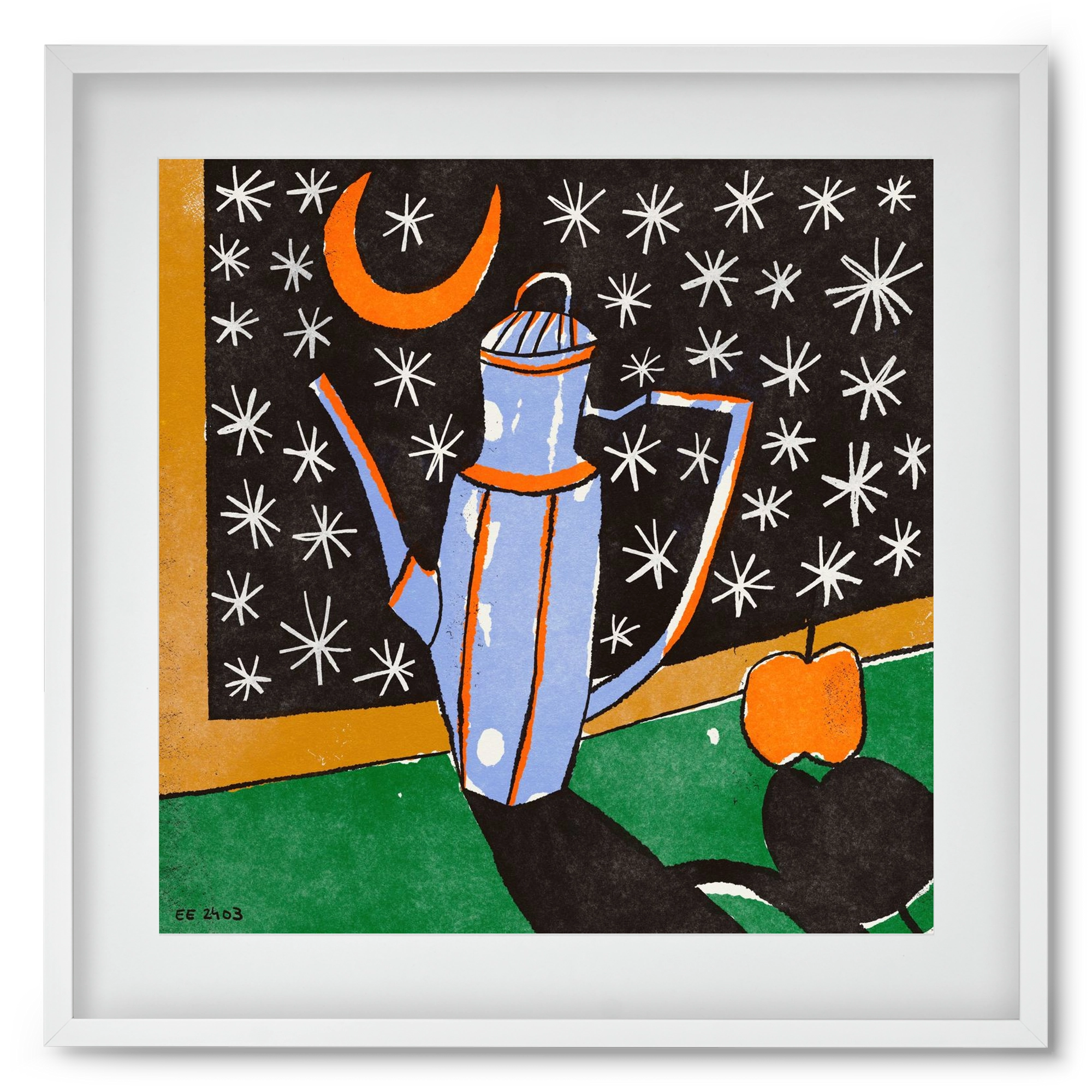 Night tea, 50x50 cm (40x40 cm), Fehér keret, paszpartuval