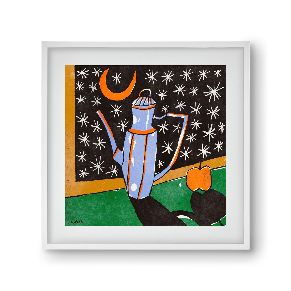 Night tea, 30x30 cm (20x20 cm), Fehér keret, paszpartuval