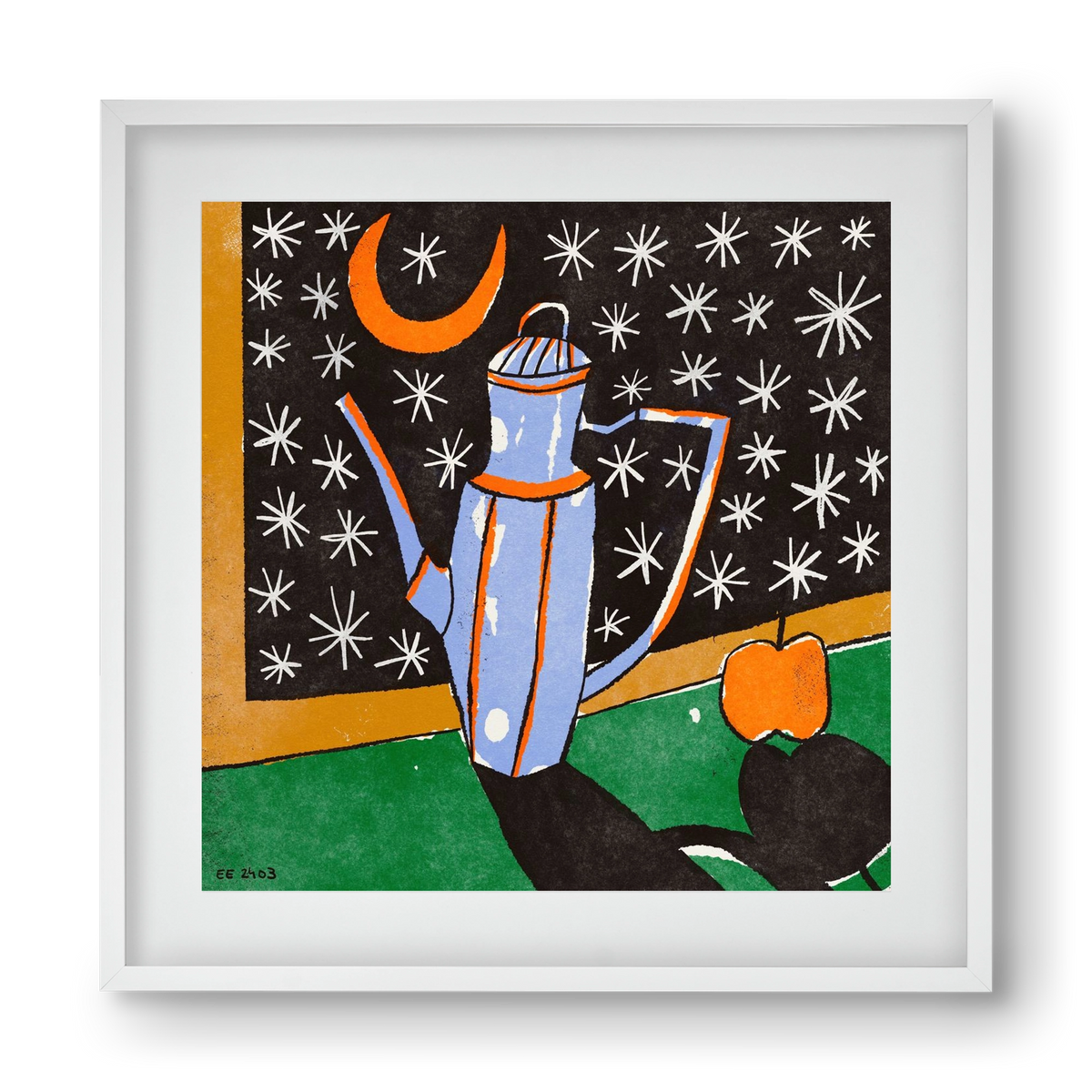 Night tea, 40x40 cm (30x30 cm), Fehér keret, paszpartuval