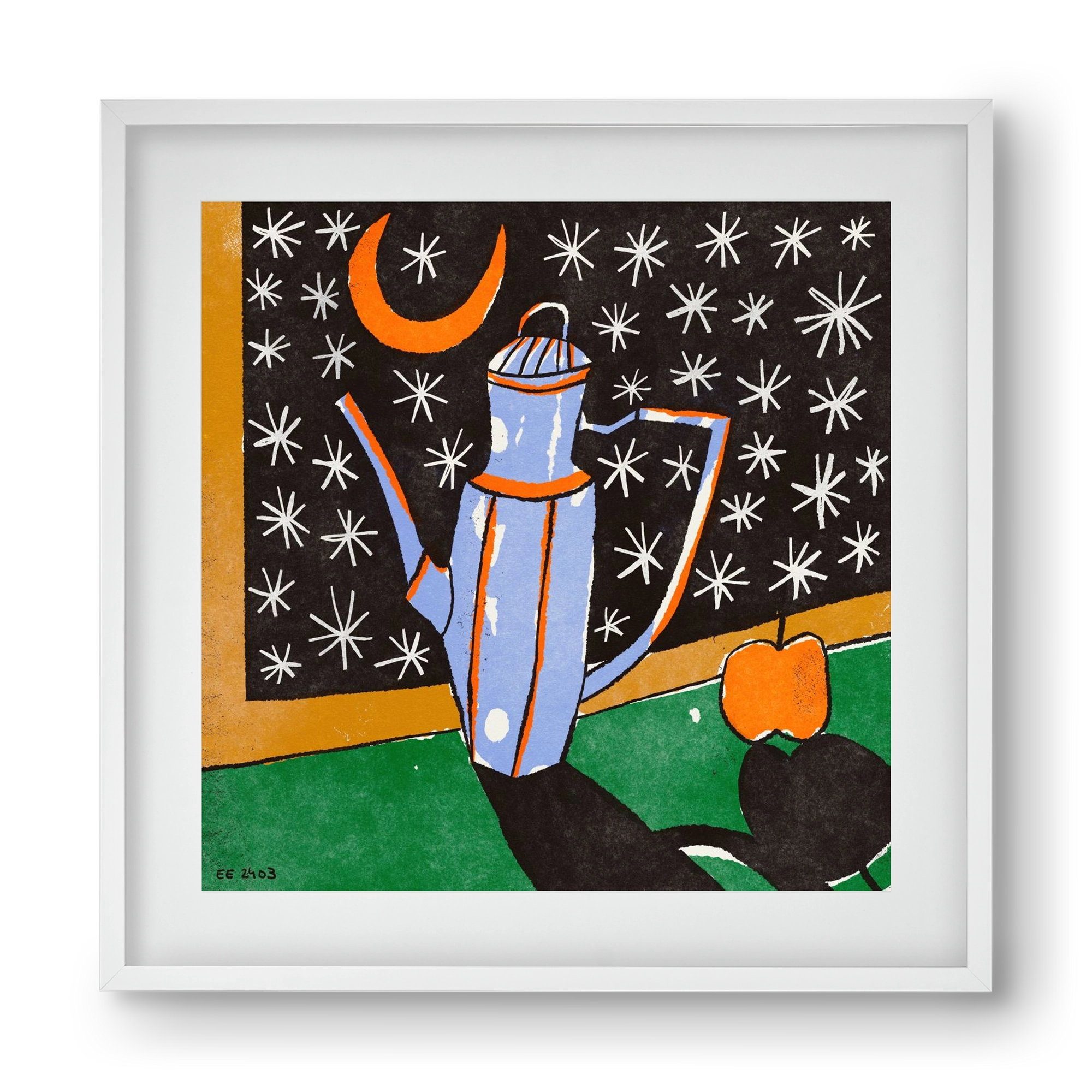 Night tea, 40x40 cm (30x30 cm), Fehér keret, paszpartuval