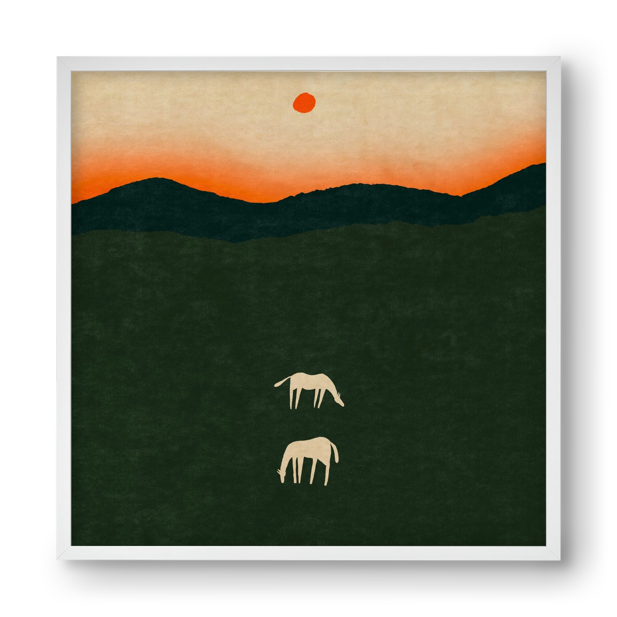 Horses at dawn no 2., 40x40 cm (40x40 cm), Fehér keret