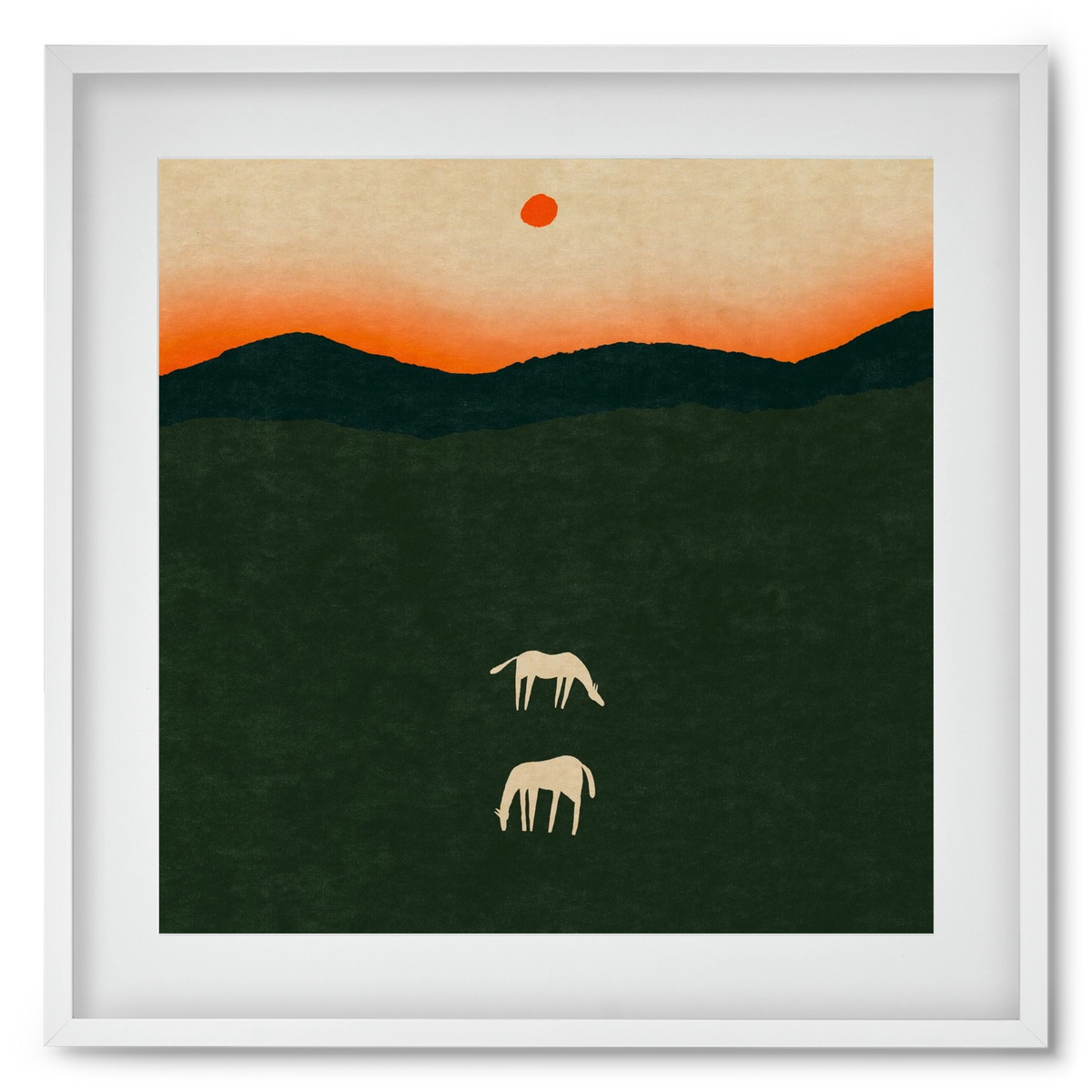 Horses at dawn no 2., 50x50 cm (40x40 cm), Fehér keret, paszpartuval