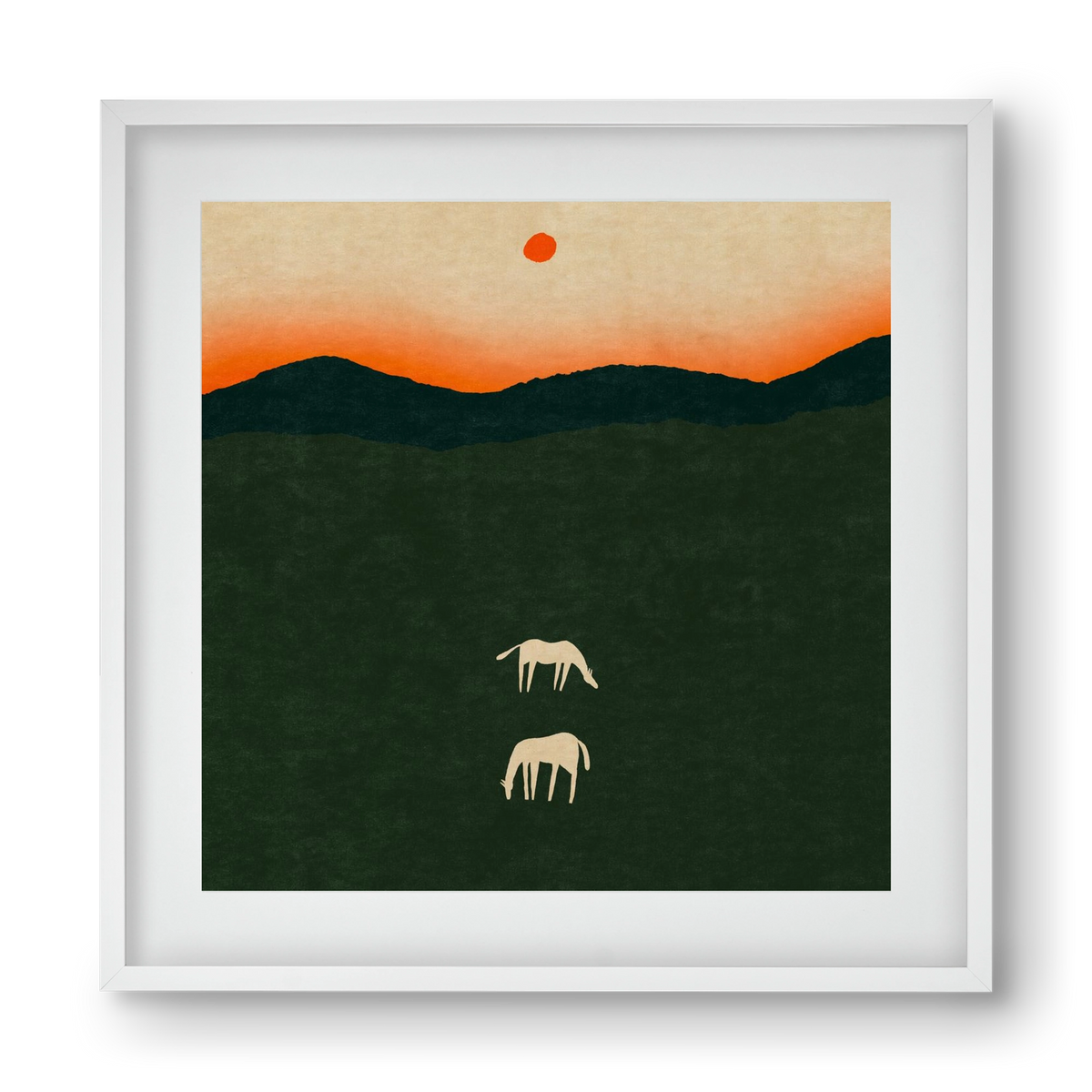 Horses at dawn no 2., 40x40 cm (30x30 cm), Fehér keret, paszpartuval